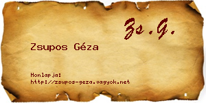 Zsupos Géza névjegykártya